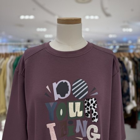 스테파니 나염 레터링 7부 티셔츠