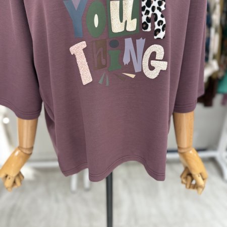 스테파니 나염 레터링 7부 티셔츠