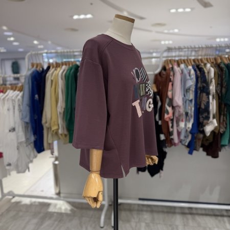 스테파니 나염 레터링 7부 티셔츠