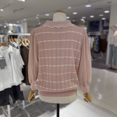 배색 스트라이프 니트