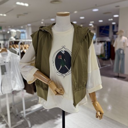 밑단 시보리 후드 조끼