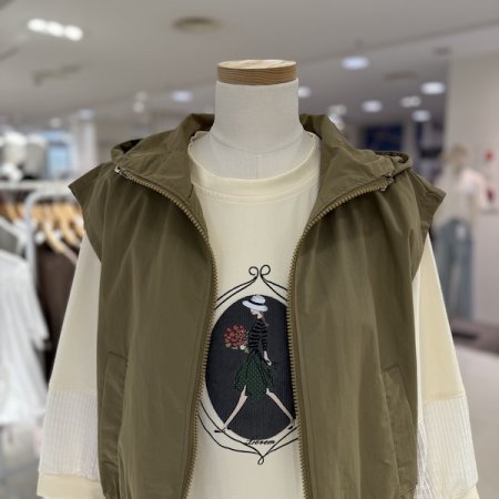 밑단 시보리 후드 조끼