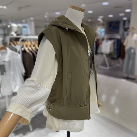 밑단 시보리 후드 조끼