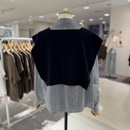 체크 자수 숄세트 셔츠