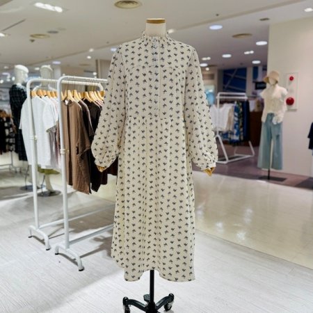 리본 패턴 허리끈 원피스