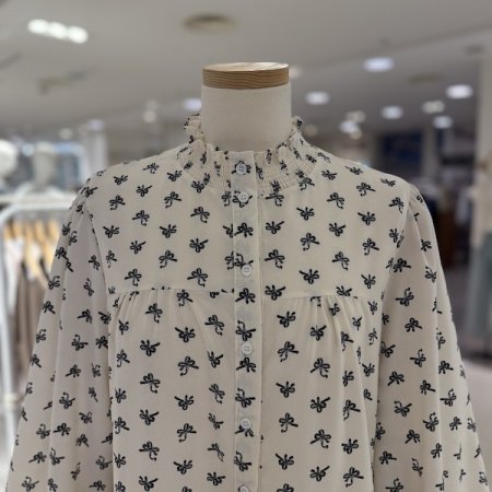 리본 패턴 허리끈 원피스