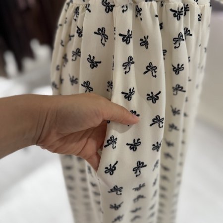 리본 패턴 허리끈 원피스