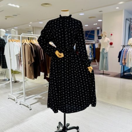 리본 패턴 허리끈 원피스