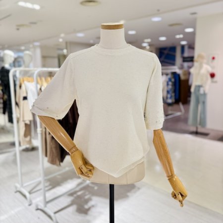 러브 진주 5부 소매 니트