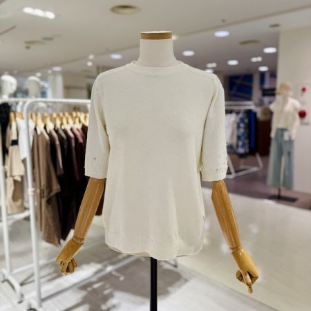 러브 진주 5부 소매 니트