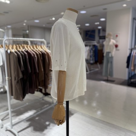 러브 진주 5부 소매 니트