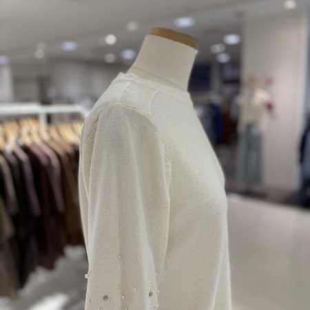 러브 진주 5부 소매 니트