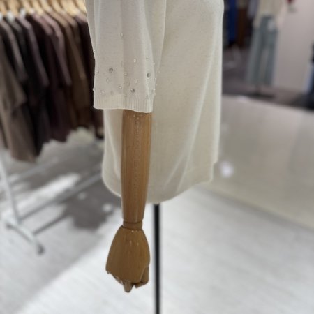 러브 진주 5부 소매 니트