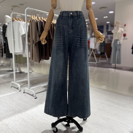 와이드 핀턱 가을 데님팬츠