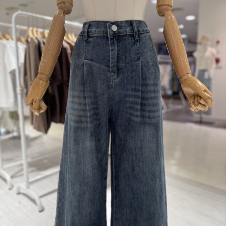 와이드 핀턱 가을 데님팬츠