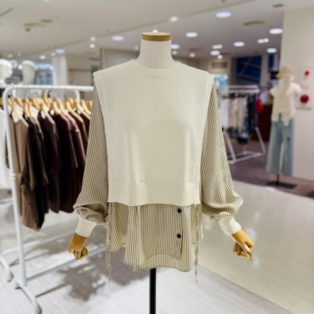 스트라이프 셔츠 배색 니트