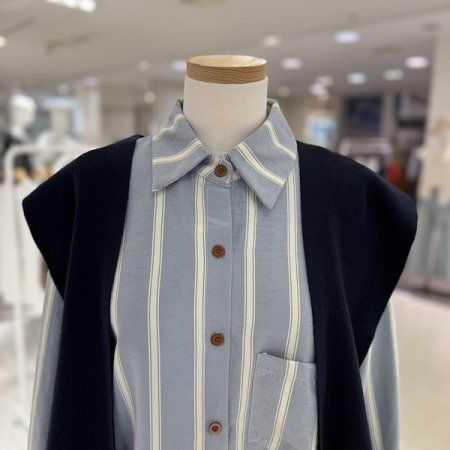 스트라이프 숄세트 셔츠