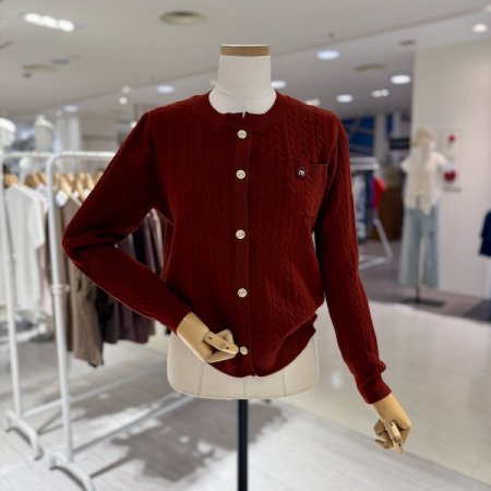 M버튼 페이크 가디건 니트