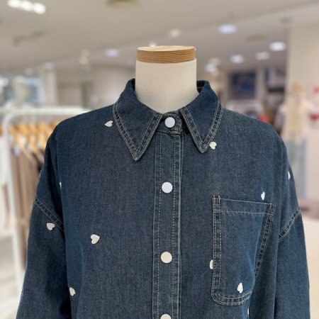 하트 자수 크롭 데님 자켓