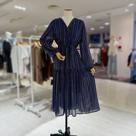 브이넥 긴데코 원피스