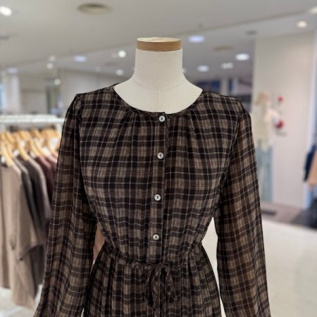 체크 쉬폰 원피스