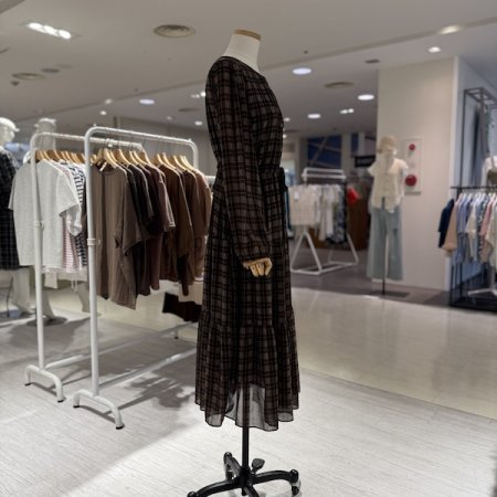 체크 쉬폰 원피스