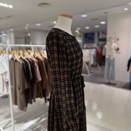 체크 쉬폰 원피스