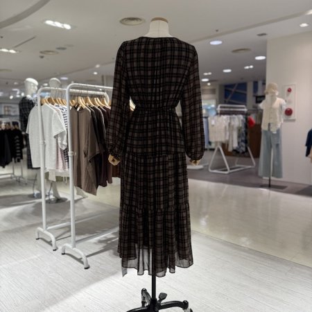 체크 쉬폰 원피스