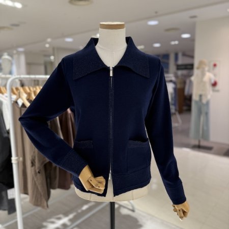 반짝이 카라 집업 니트