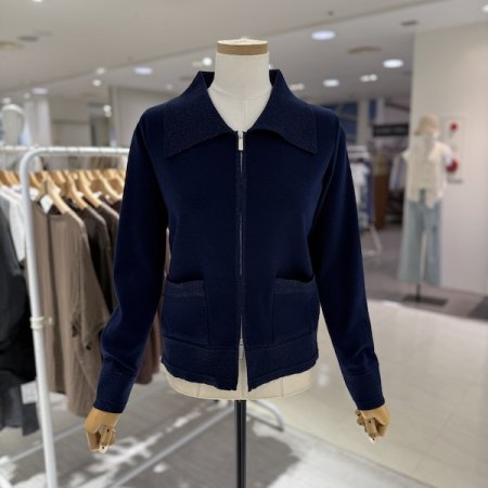 반짝이 카라 집업 니트