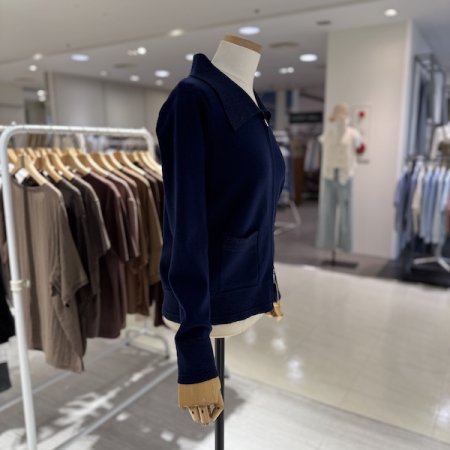 반짝이 카라 집업 니트