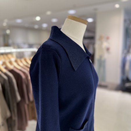 반짝이 카라 집업 니트