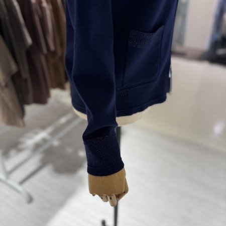 반짝이 카라 집업 니트