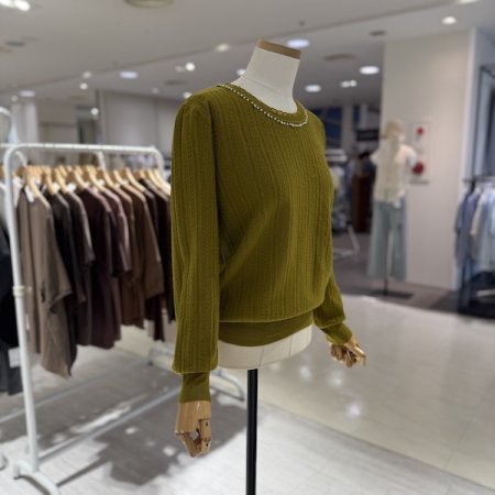 진주넥 라운드 니트