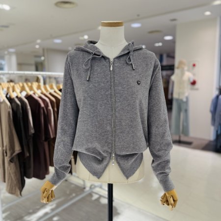 지퍼 핫픽스 집업 후드 니트