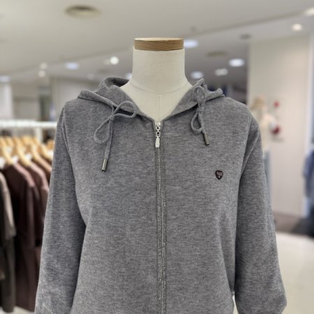 지퍼 핫픽스 집업 후드 니트