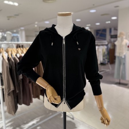 지퍼 핫픽스 집업 후드 니트