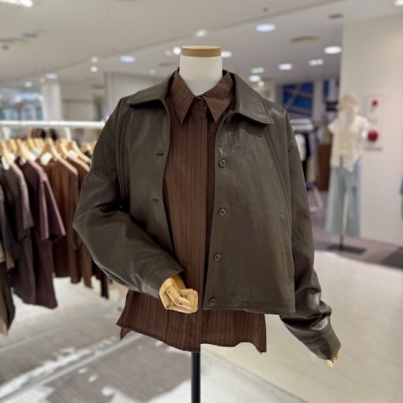 베이직 숏 카라 레더 자켓