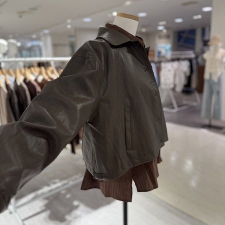 베이직 숏 카라 레더 자켓