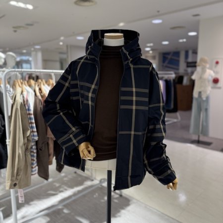 반 후드 체크 점퍼