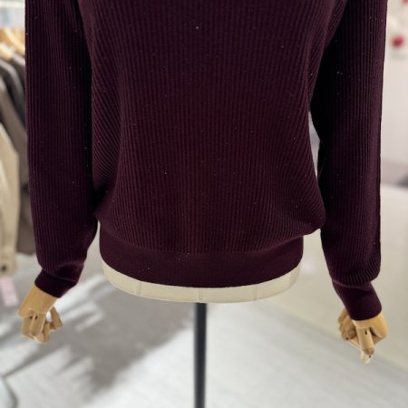 V넥 골지 펄 니트