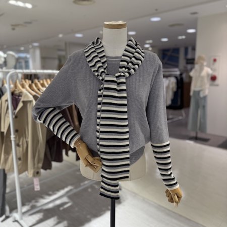 단가라 머플러 셋 니트