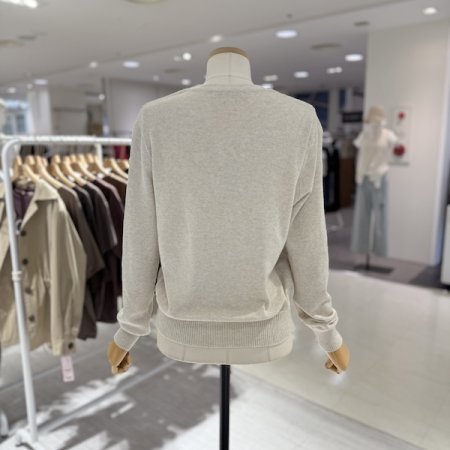 단가라 배색 가디건 니트