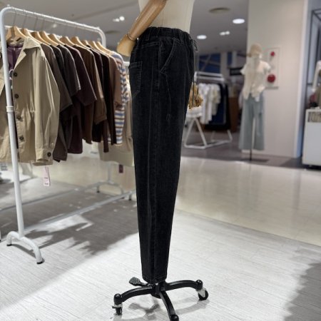 데님 스트링 밴딩 배기팬츠