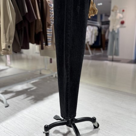 데님 스트링 밴딩 배기팬츠