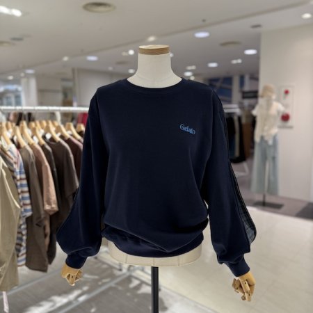 소매 체크 배색 맨투맨