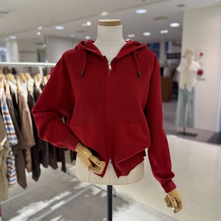 이중 지퍼 후드 니트 가디건