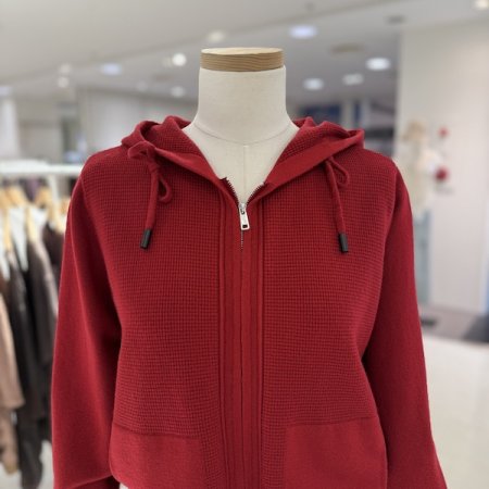 이중 지퍼 후드 니트 가디건