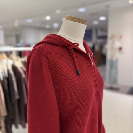 이중 지퍼 후드 니트 가디건