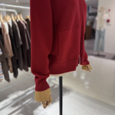 이중 지퍼 후드 니트 가디건